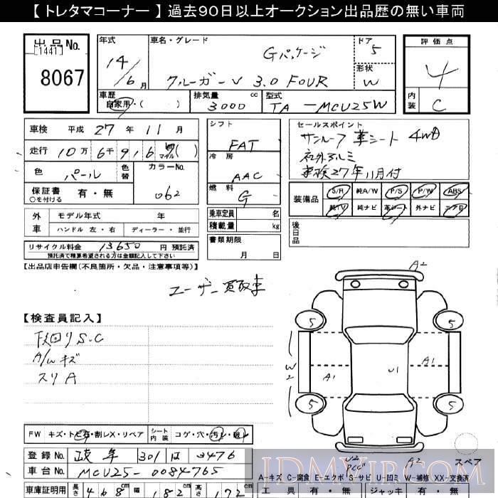 2002 TOYOTA KLUGER 3.0FOUR_G-PKG MCU25W - 8067 - JU Gifu