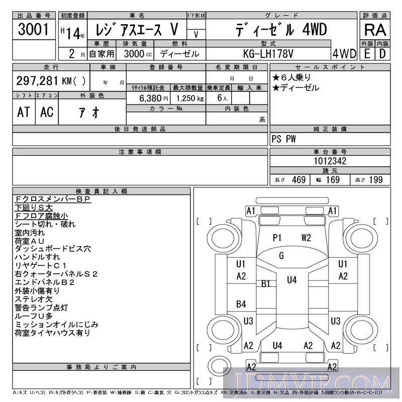 2002 TOYOTA REGIUS ACE _4WD LH178V - 3001 - CAA Tohoku