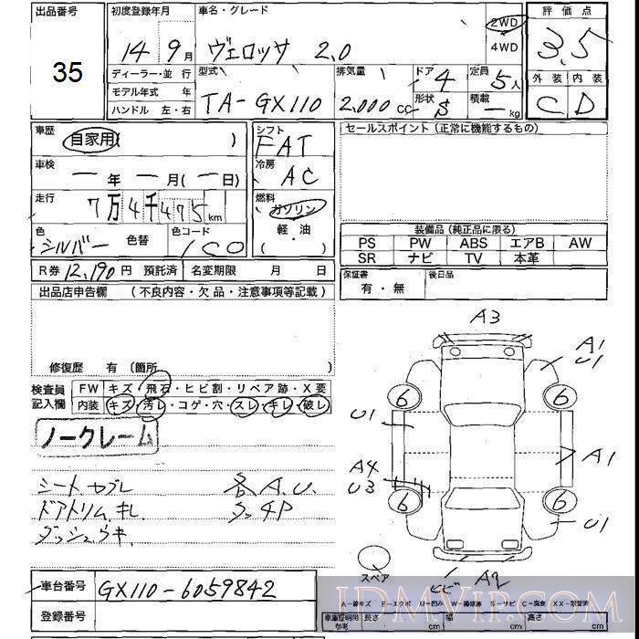 2002 TOYOTA VEROSSA 20 GX110 - 35 - JU Shizuoka