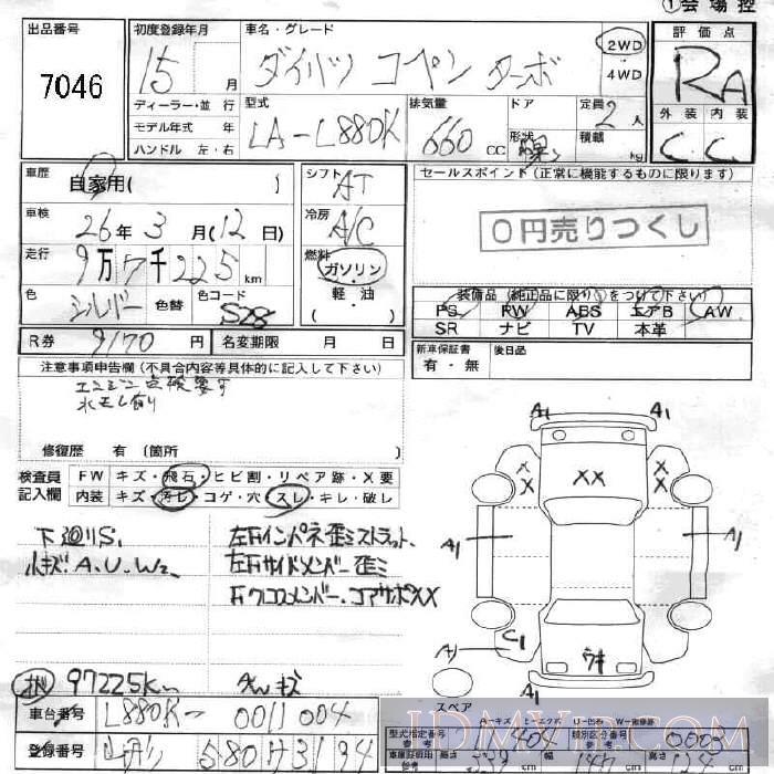 2003 DAIHATSU COPEN  L880K - 7046 - JU Fukushima