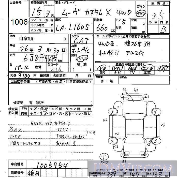 2003 DAIHATSU MOVE 4WD_X L160S - 1006 - JU Mie