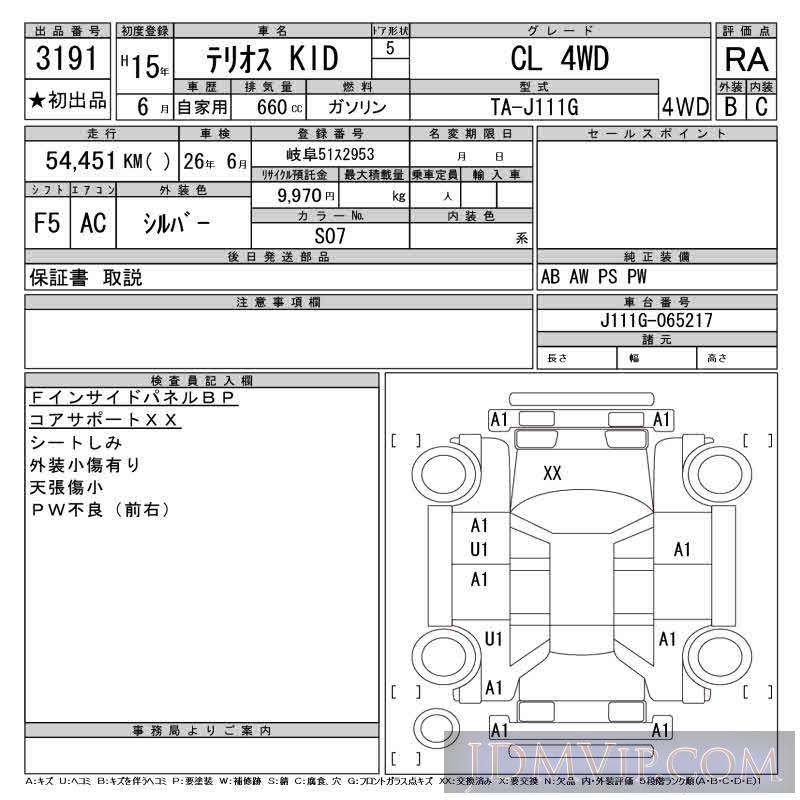 2003 DAIHATSU TERIOS KID CL_4WD J111G - 3191 - CAA Gifu