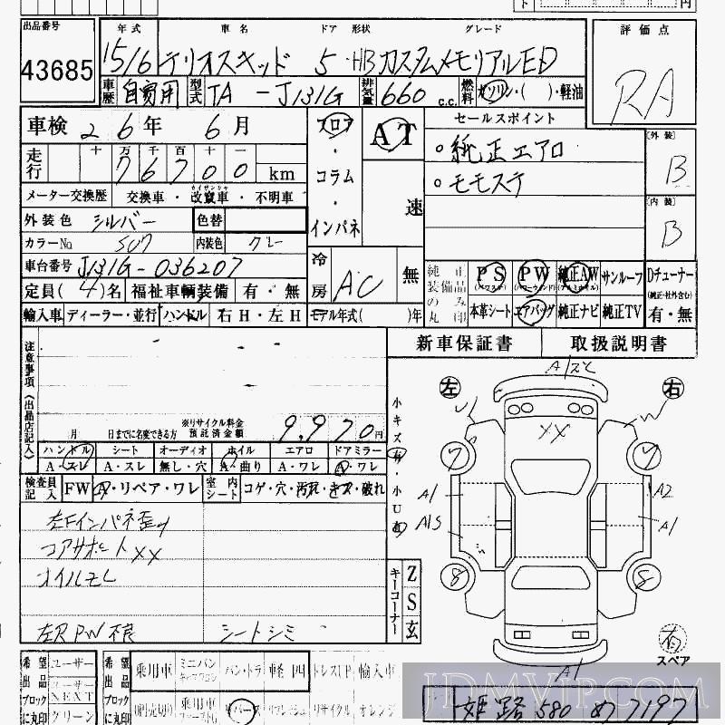 2003 DAIHATSU TERIOS KID ED J131G - 43685 - HAA Kobe