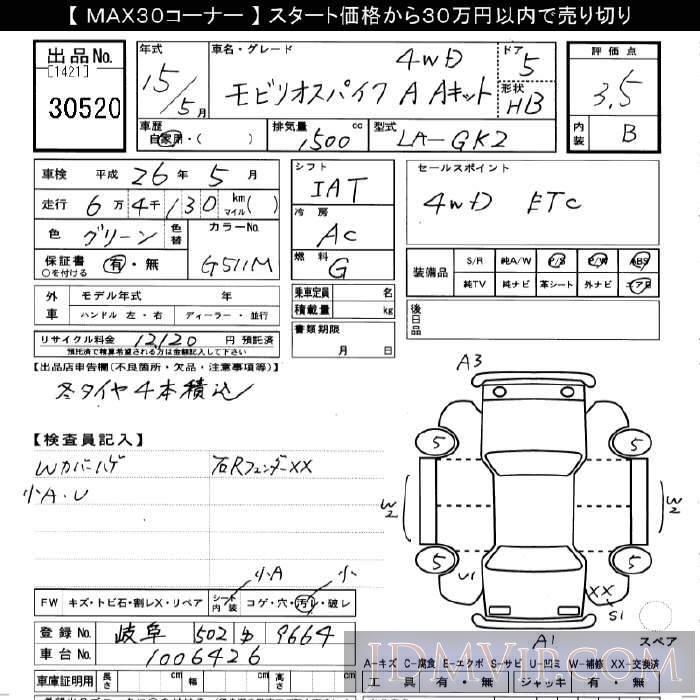 2003 HONDA SPIKE 4WD_A_A GK2 - 30520 - JU Gifu