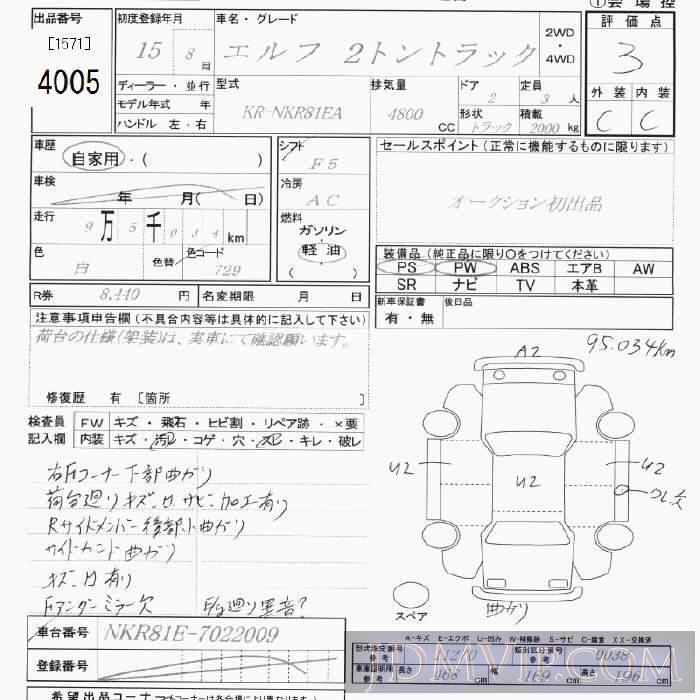 2003 ISUZU ELF TRUCK 2.0t NKR81EA - 4005 - JU Tokyo