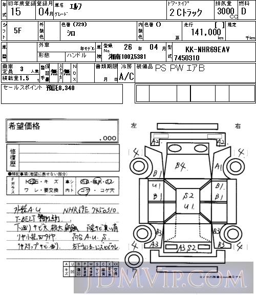 2003 ISUZU ELF TRUCK  NHR69EAV - 257 - NAA Tokyo Nyusatsu