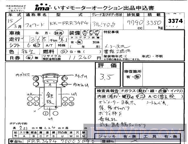 2003 ISUZU FORWARD  FRR34P4 - 3374 - Isuzu Kobe