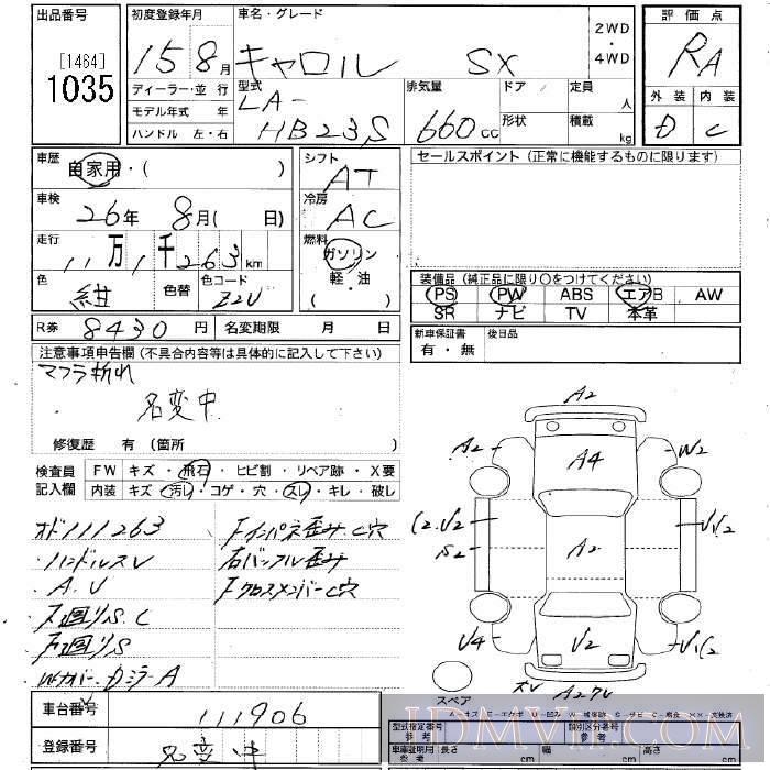 2003 MAZDA CAROL SX HB23S - 1035 - JU Niigata