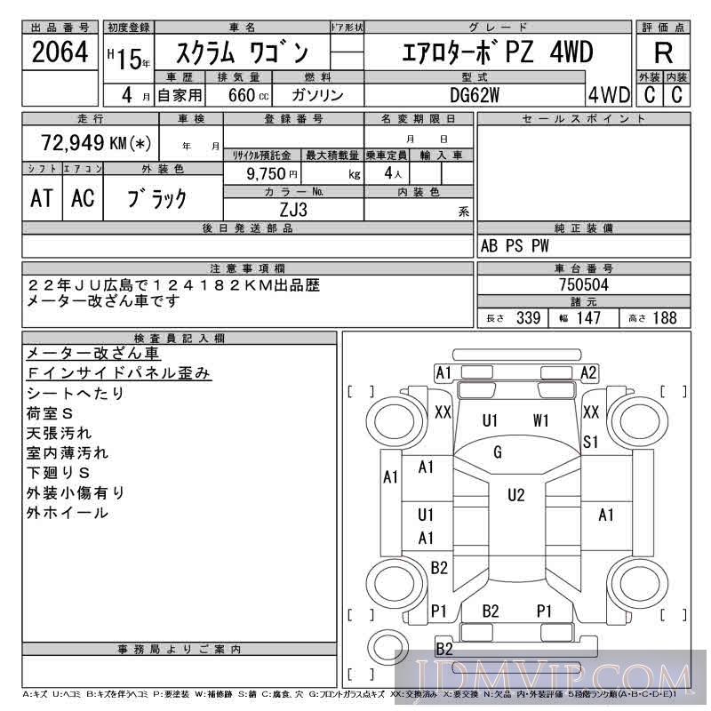 2003 MAZDA SCRUM PZ_4WD DG62W - 2064 - CAA Tohoku