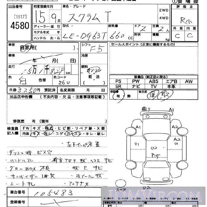 2003 MAZDA SCRUM TRUCK  DG63T - 4580 - JU Saitama