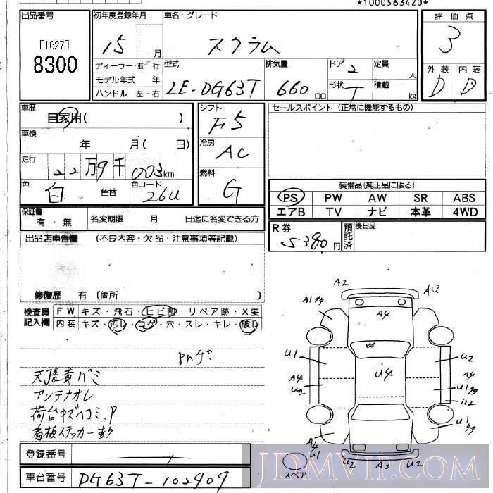 2003 MAZDA SCRUM TRUCK  DG63T - 8300 - JU Fukuoka