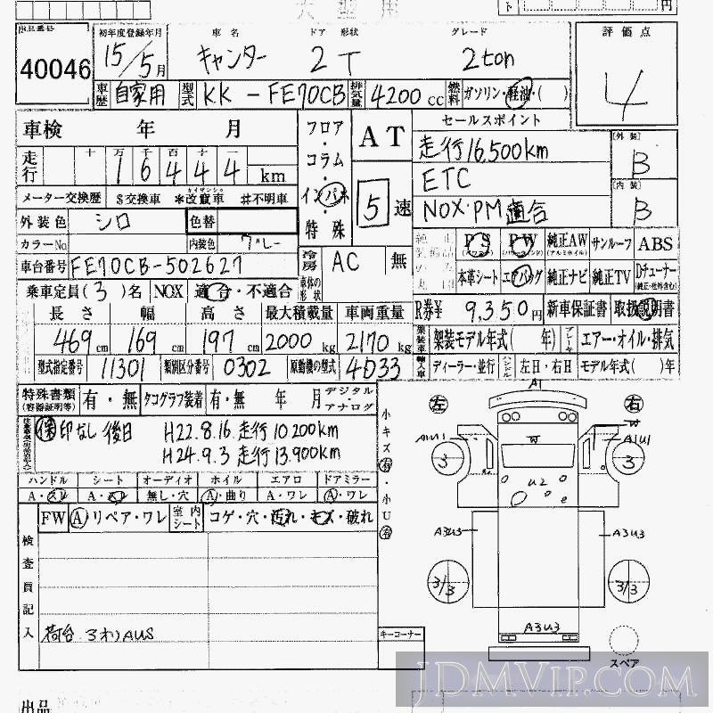 2003 MITSUBISHI CANTER TRUCK 2.0t FE70CB - 40046 - HAA Kobe