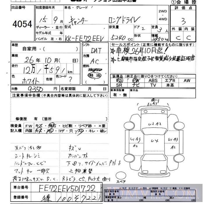 2003 MITSUBISHI CANTER TRUCK V FE72EEV - 4054 - JU Chiba