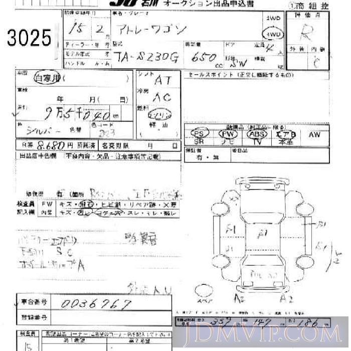 2003 OTHERS ATRAI WAGON SW_4WD S230G - 3025 - JU Ishikawa