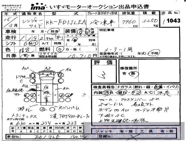 2003 HINO HINO RANGER  FD1JLEA - 1043 - Isuzu Kyushu