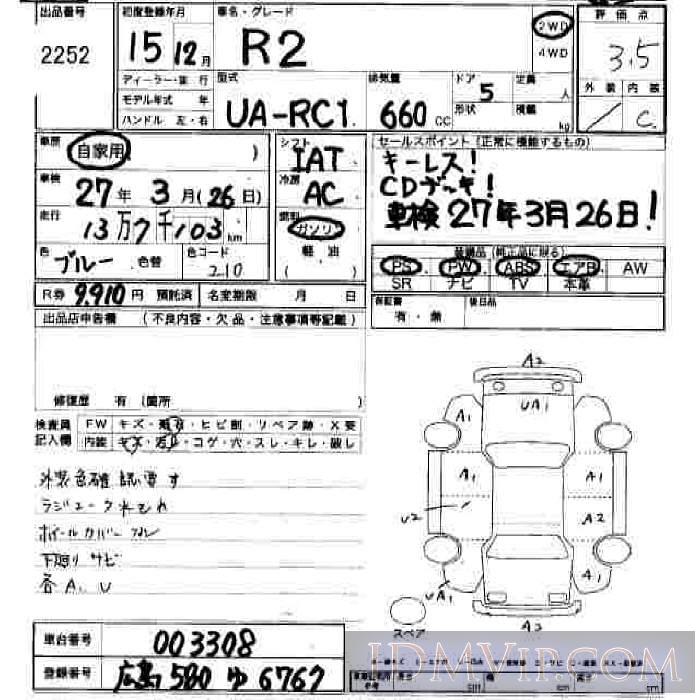 2003 SUBARU R2  RC1 - 2252 - JU Hiroshima