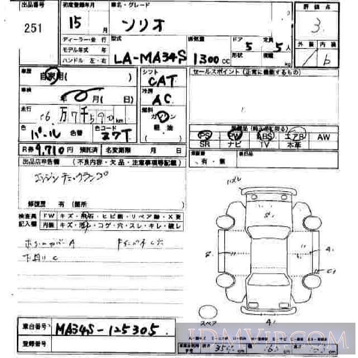 2003 SUZUKI WAGON R  MA34S - 251 - JU Hiroshima