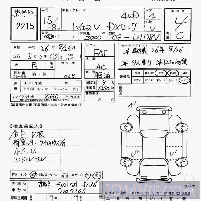 2003 TOYOTA HIACE VAN 4WD_DX_ LH178V - 2215 - JU Gifu