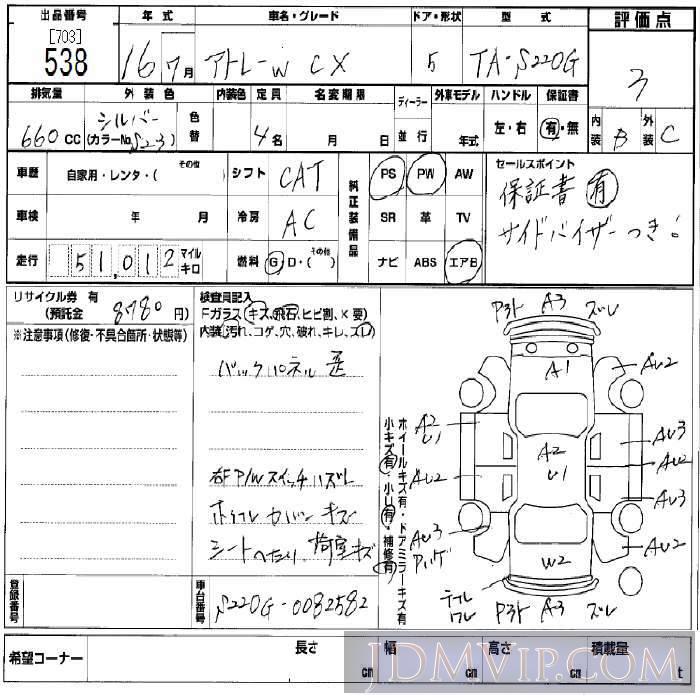 2004 DAIHATSU ATRAI WAGON CX S220G - 538 - BCN