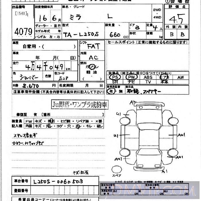 2004 DAIHATSU MIRA L L250S - 4079 - JU Kanagawa