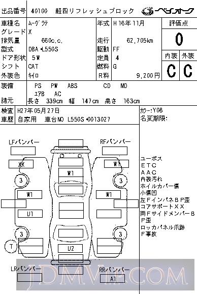 2004 DAIHATSU MOVE LATTE X L550S - 40100 - BAYAUC