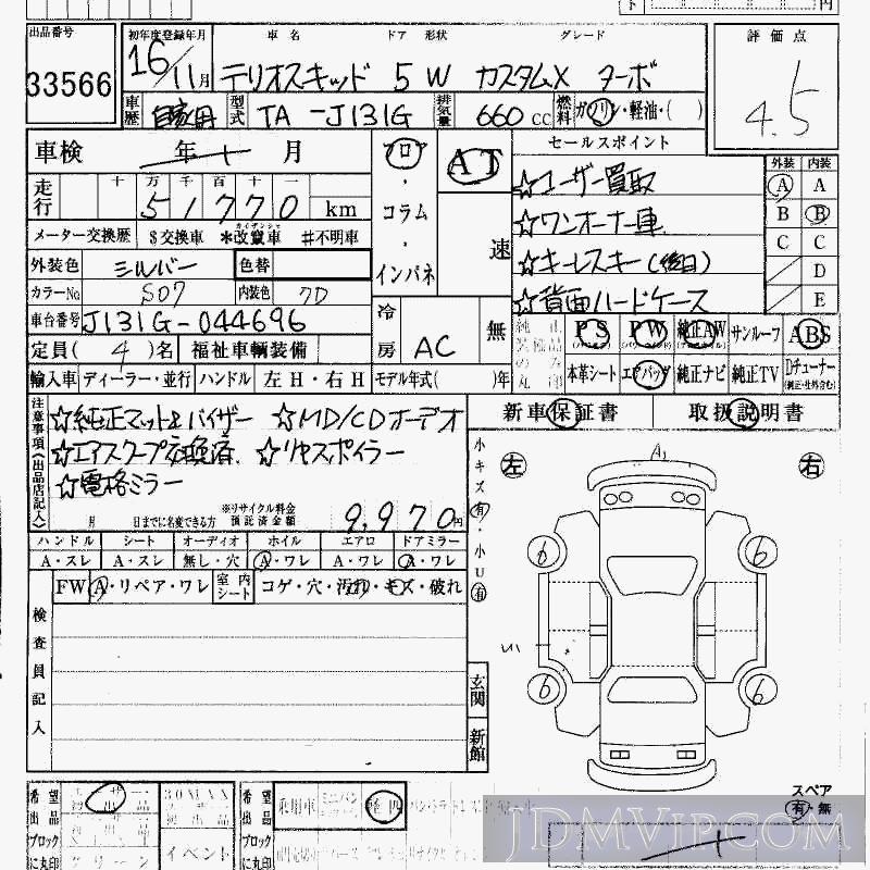2004 DAIHATSU TERIOS KID TB_X J131G - 33566 - HAA Kobe