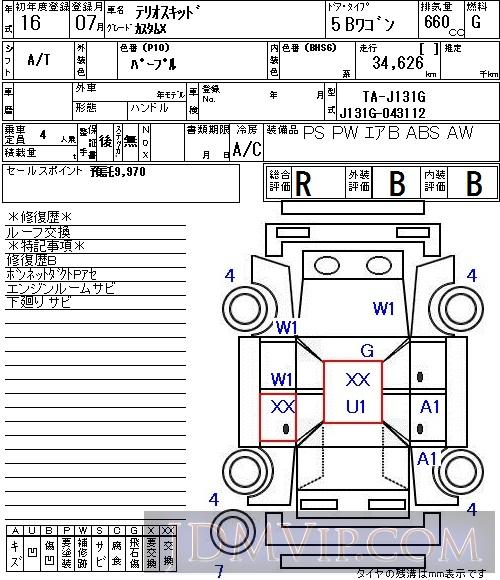 2004 DAIHATSU TERIOS KID X J131G - 3104 - NAA Tokyo