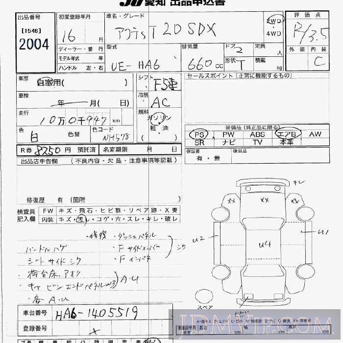 2004 HONDA ACTY TRUCK SDX HA6 - 2004 - JU Aichi