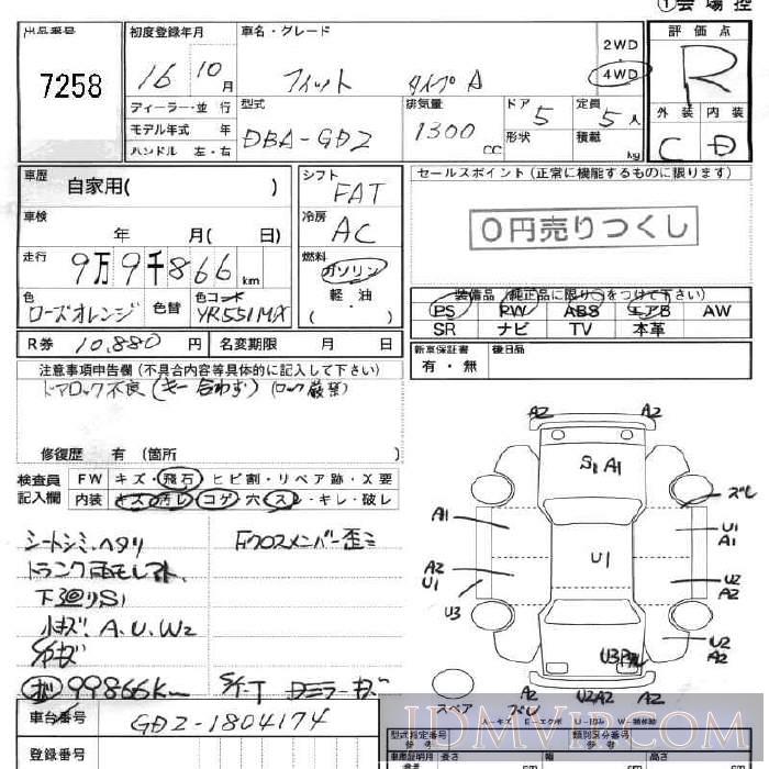 2004 HONDA FIT A GD2 - 7258 - JU Fukushima