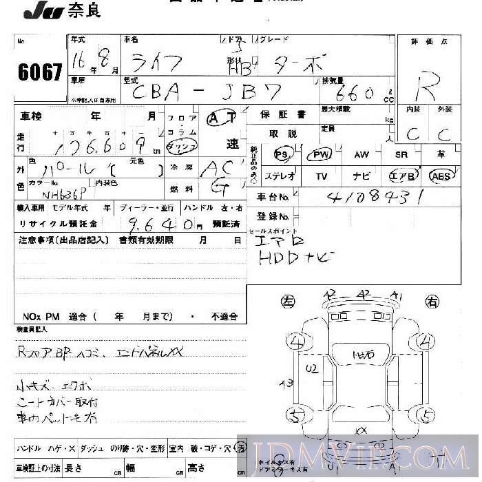 2004 HONDA LIFE  JB7 - 6067 - JU Nara