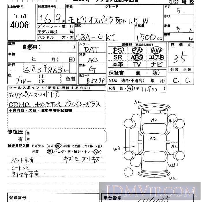 2004 HONDA SPIKE W GK1 - 4006 - JU Saitama
