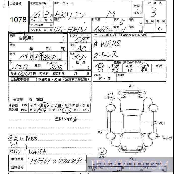 2004 MITSUBISHI EK ACTIVE M H81W - 1078 - JU Shizuoka