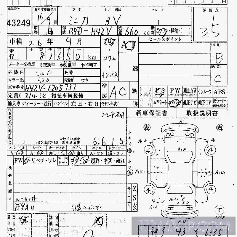 2004 MITSUBISHI MINICA  H42V - 43249 - HAA Kobe