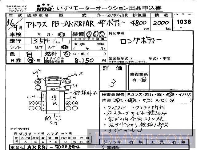 2004 NISSAN ATLAS TRUCK  AKR81AR - 1036 - Isuzu Kobe