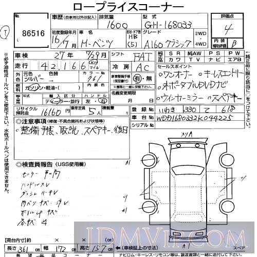 2004 OTHERS MERCEDES BENZ 168033 - 86516 - USS Tokyo - 333207 Japanese