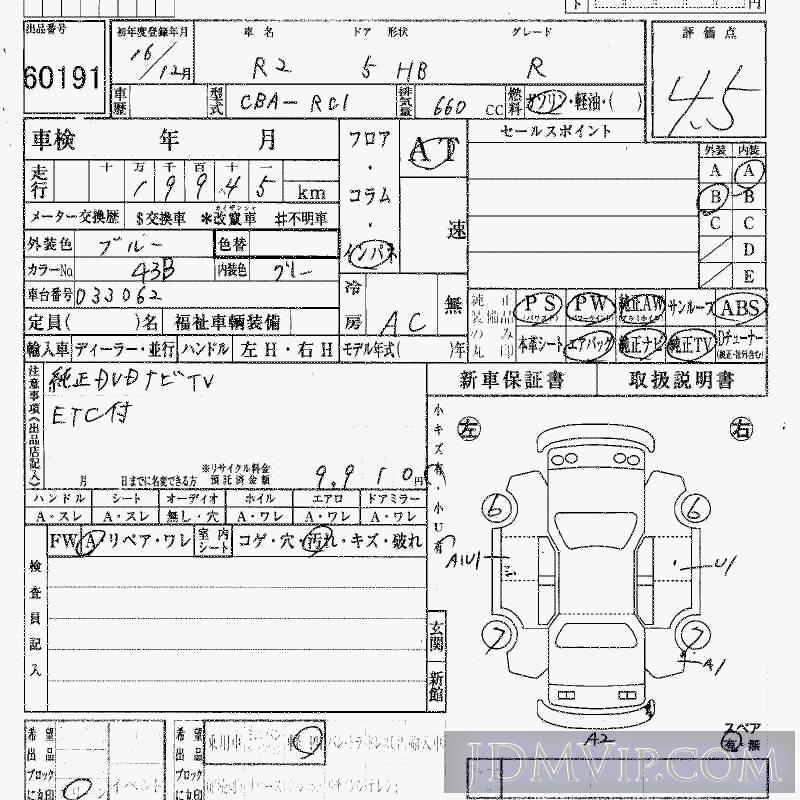 2004 SUBARU R2 R RC1 - 60191 - HAA Kobe