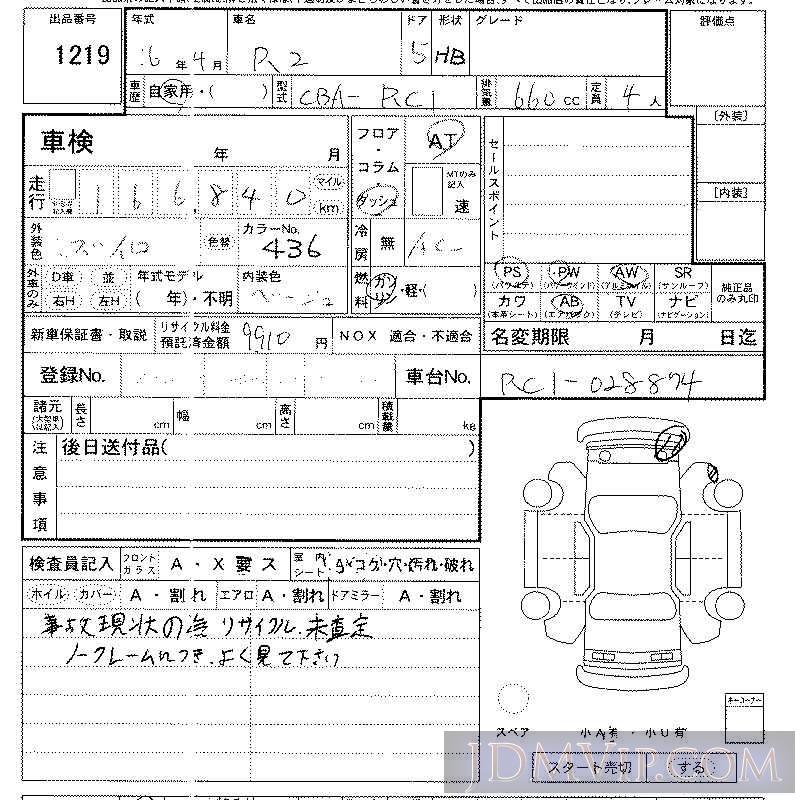 2004 SUBARU R2  RC1 - 1219 - LAA Kansai