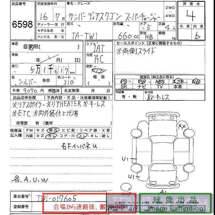 2004 SUBARU SAMBAR S TW1 - 6598 - JU Shizuoka