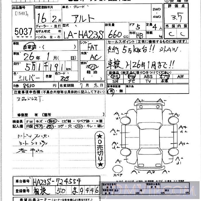 2004 SUZUKI ALTO 0 HA23S - 5037 - JU Kanagawa