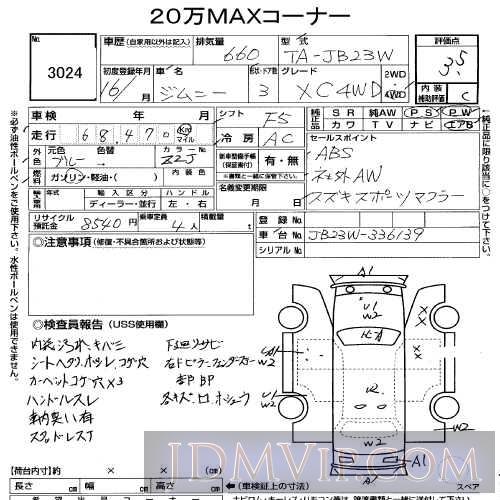 2004 SUZUKI JIMNY XC JB23W - 3024 - USS Tohoku