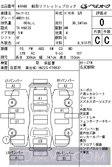 2004 SUZUKI KEI 4WD_ HN22S - 40088 - BAYAUC