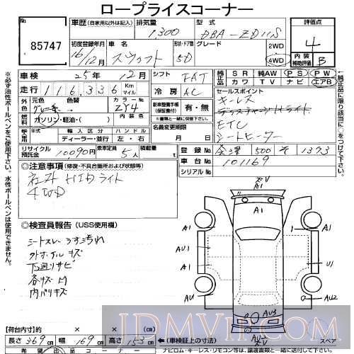 2004 SUZUKI SWIFT ZD11S - 85747 - USS Tokyo