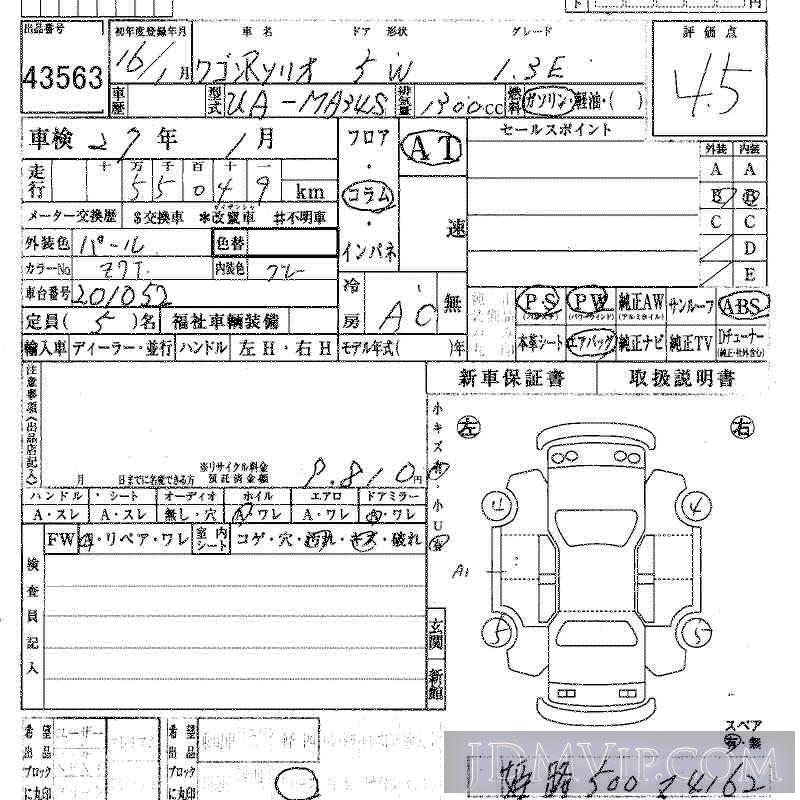 2004 SUZUKI WAGON R 1.3E MA34S - 43563 - HAA Kobe