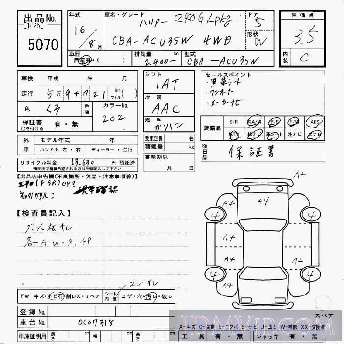 2004 TOYOTA HARRIER 4WD_240G_L-PKG ACU35W - 5070 - JU Gifu