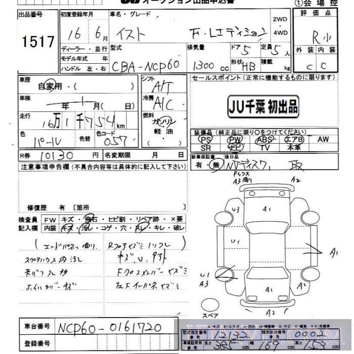 2004 TOYOTA IST 1.3F_L NCP60 - 1517 - JU Chiba