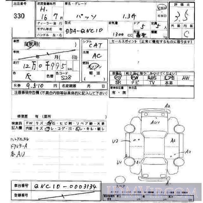 2004 TOYOTA PASSO 1.3G QNC10 - 330 - JU Hiroshima