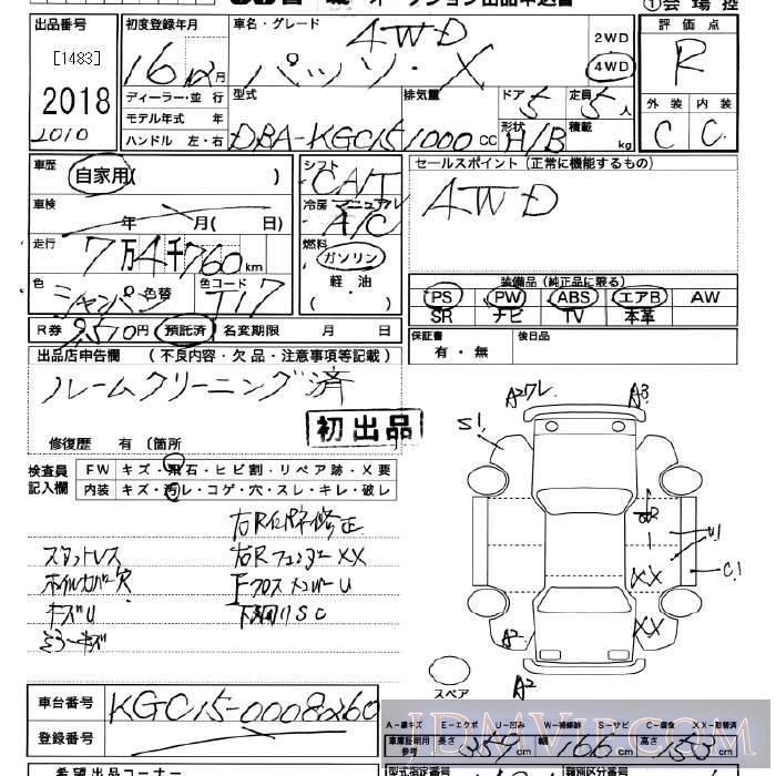 2004 TOYOTA PASSO 4WD_X KGC15 - 2018 - JU Miyagi