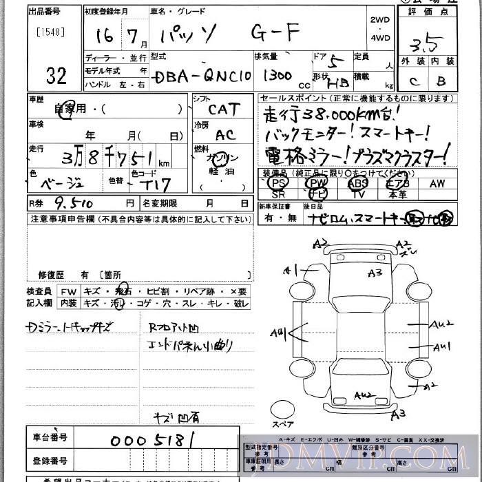 2004 TOYOTA PASSO G-F QNC10 - 32 - JU Kanagawa