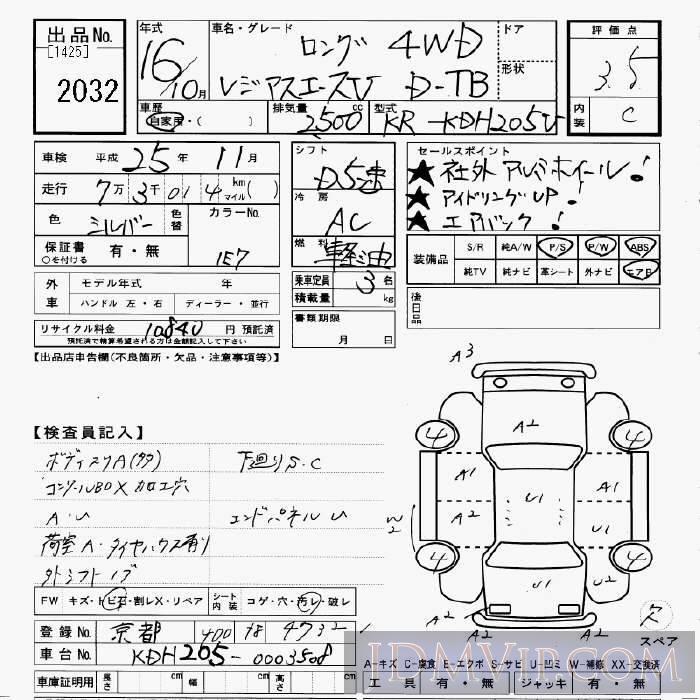 2004 TOYOTA REGIUS ACE 4WD__ KDH205V - 2032 - JU Gifu