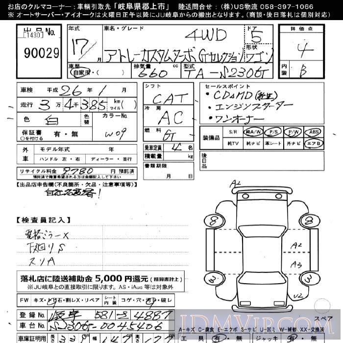 2005 DAIHATSU ATRAI WAGON 4WD_G S230G - 90029 - JU Gifu